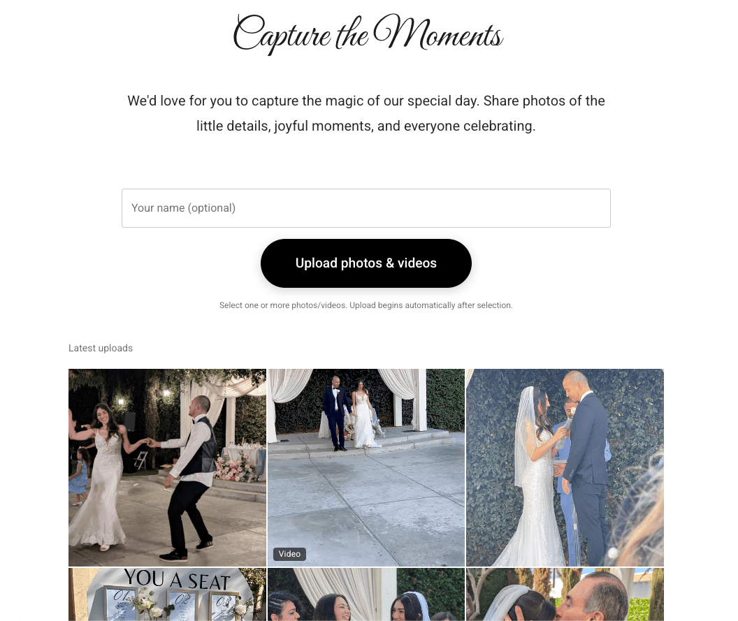 Wedding album - Capture the Moments photo sharing gallery