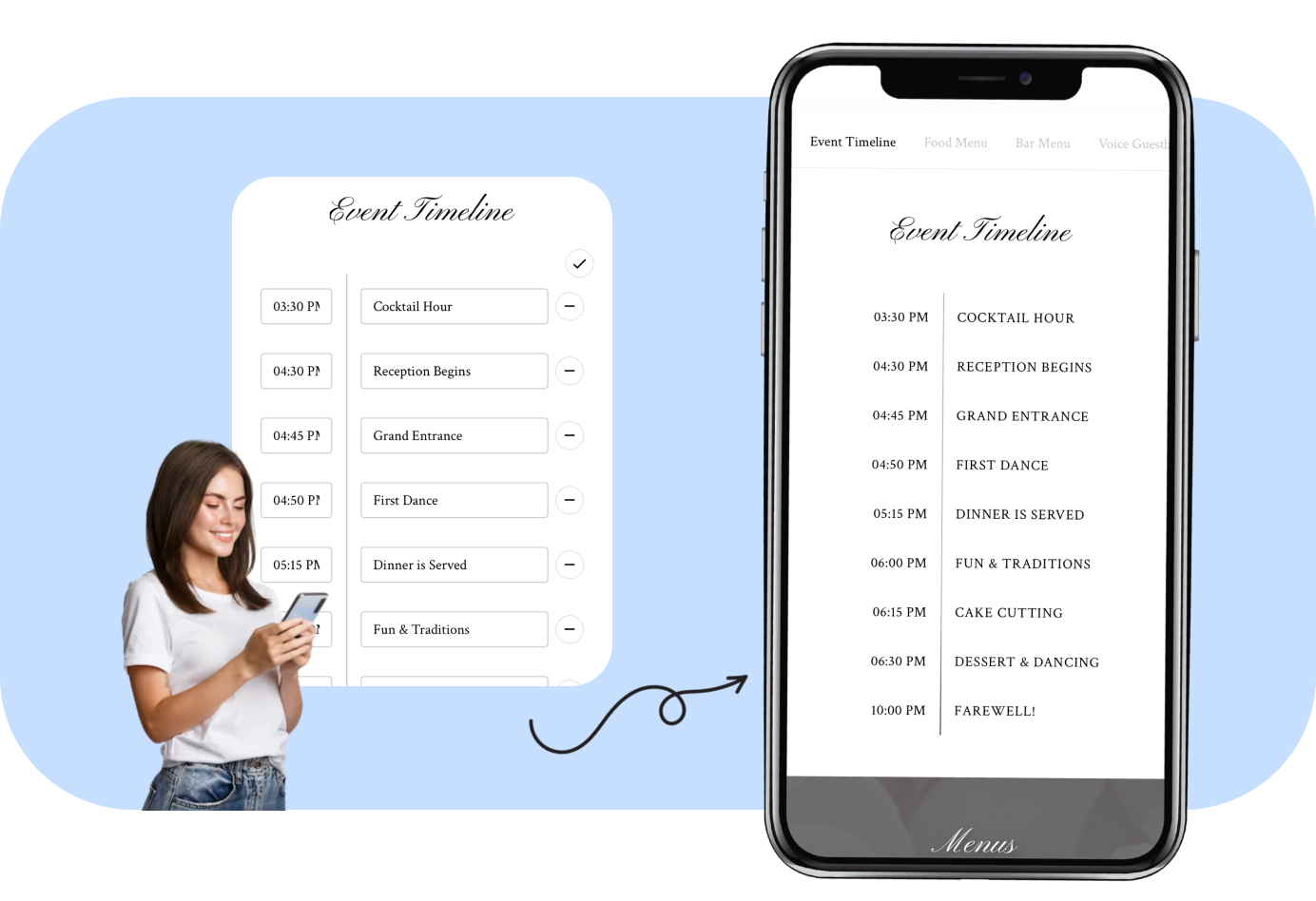 Digital wedding timeline