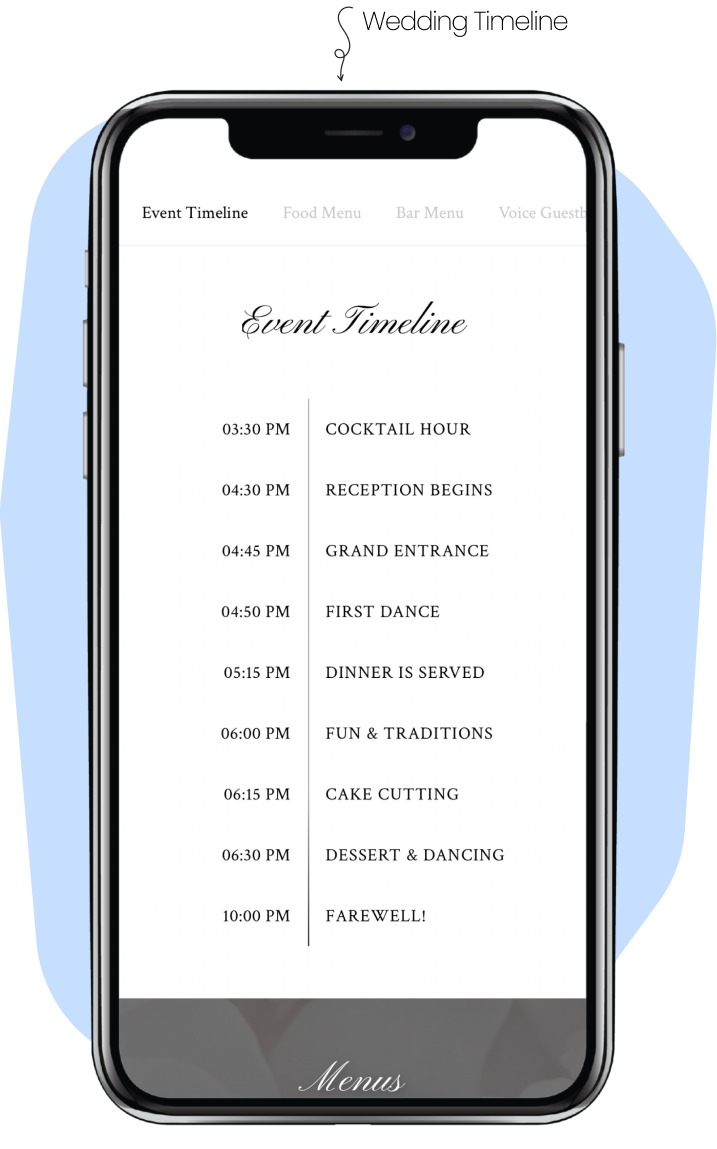 Digital wedding timeline